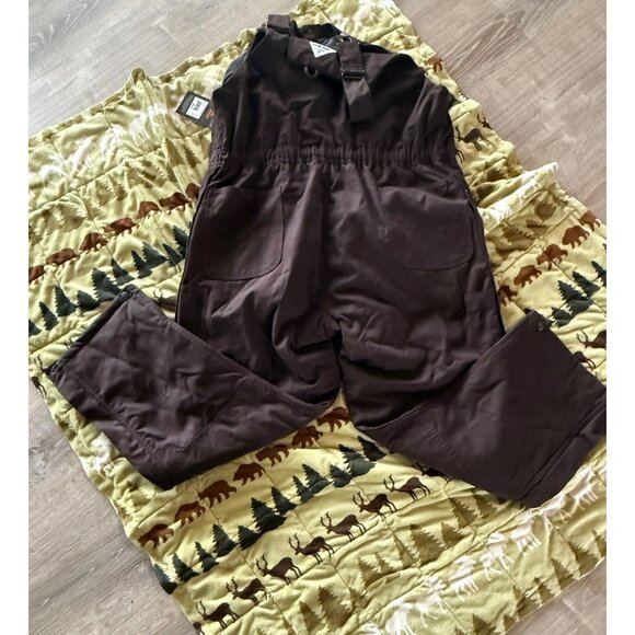 Ridgecut Mens Sanded Duck Insulated Bib Overalls 2X Dark Brown Quilted Lining - Picture 4 of 6